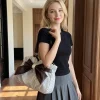 Trendy Vintage Women's Bow Handbag Y2k Casual Chic Lady Shoulder Bags All Match Aesthetic Dot Ins Underarm Bag Streetwear