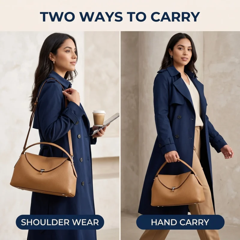 Luxury Soft Business Shoulder Bag, featuring adjustable shoulder strap, detachable waist belt and cotton lining - available in dark color options