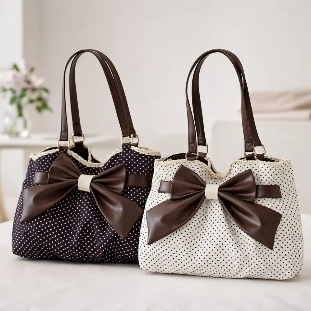 Trendy Vintage Women's Bow Handbag Y2k Casual Chic Lady Shoulder Bags All Match Aesthetic Dot Ins Underarm Bag Streetwear - Image 3