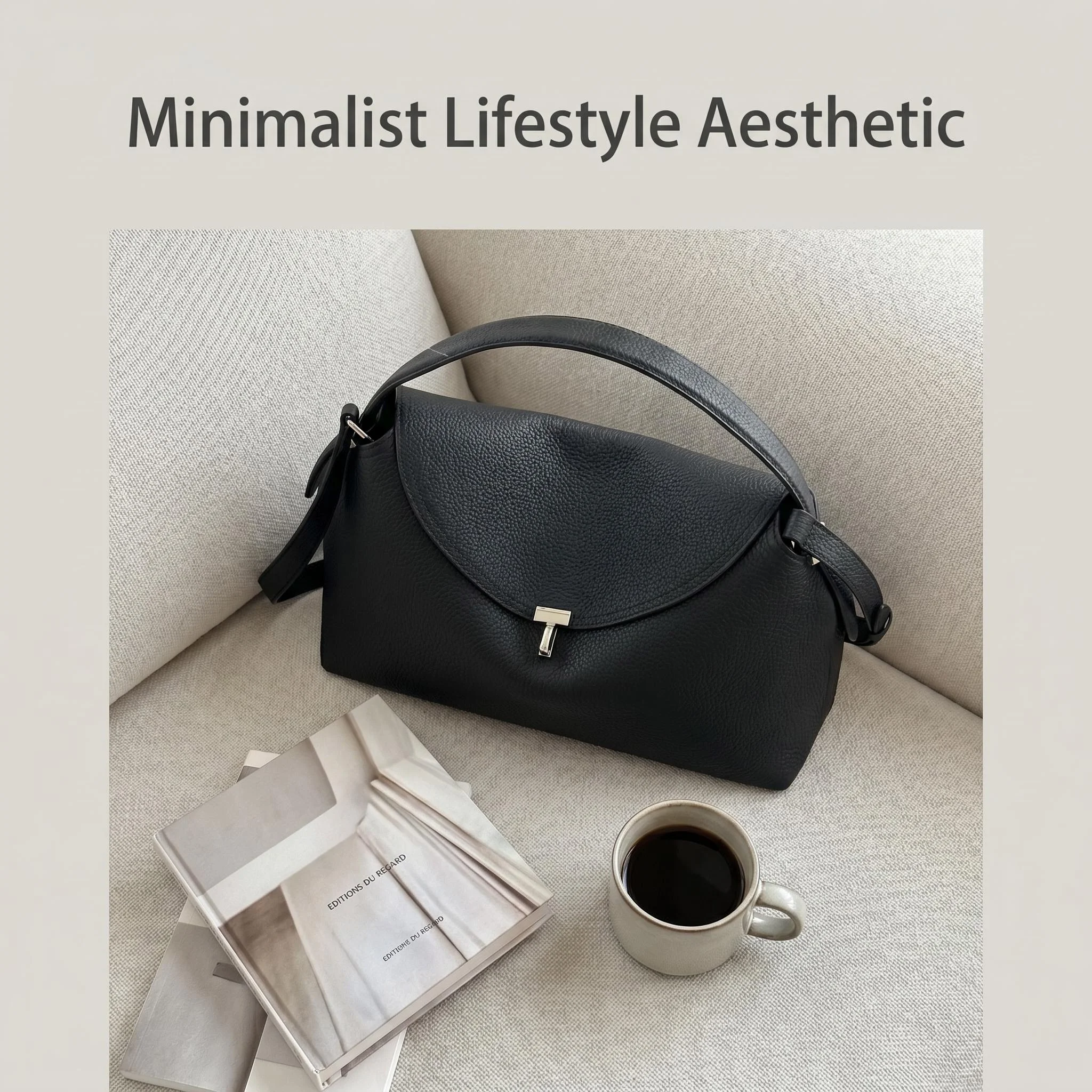 Luxury Soft Business Shoulder Bag, Featuring Adjustable Shoulder Strap, Detachable Waist Belt and Cotton Lining - Available in Dark Color Options - Image 4