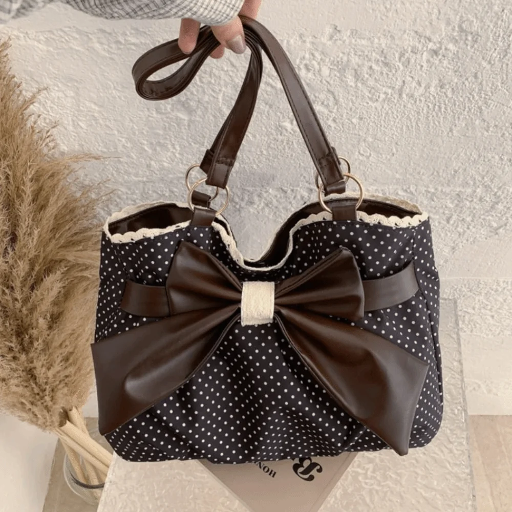 Trendy Vintage Women's Bow Handbag Y2k Casual Chic Lady Shoulder Bags All Match Aesthetic Dot Ins Underarm Bag Streetwear - Image 4