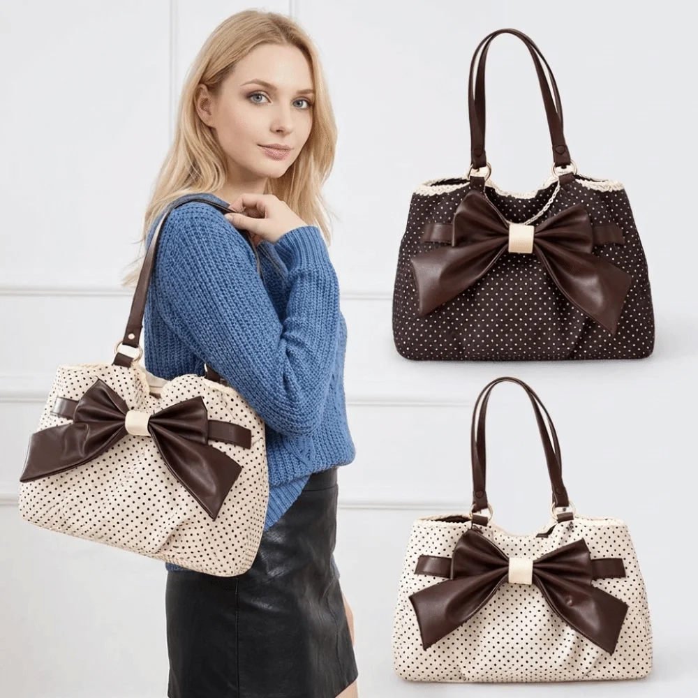 Trendy Vintage Women's Bow Handbag Y2k Casual Chic Lady Shoulder Bags All Match Aesthetic Dot Ins Underarm Bag Streetwear - Image 5
